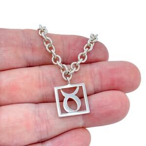 Estate Sterling Silver 925 Taurus Zodiac Charm Bracelet 8"